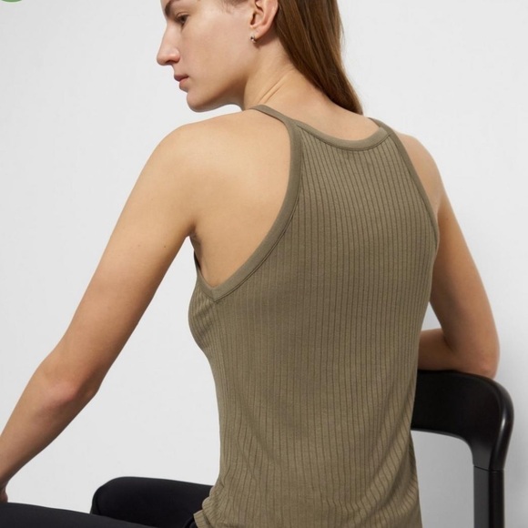 Theory Willow Green Ribbed Knit Halter Tank NWT Size XL - Picture 3 of 12